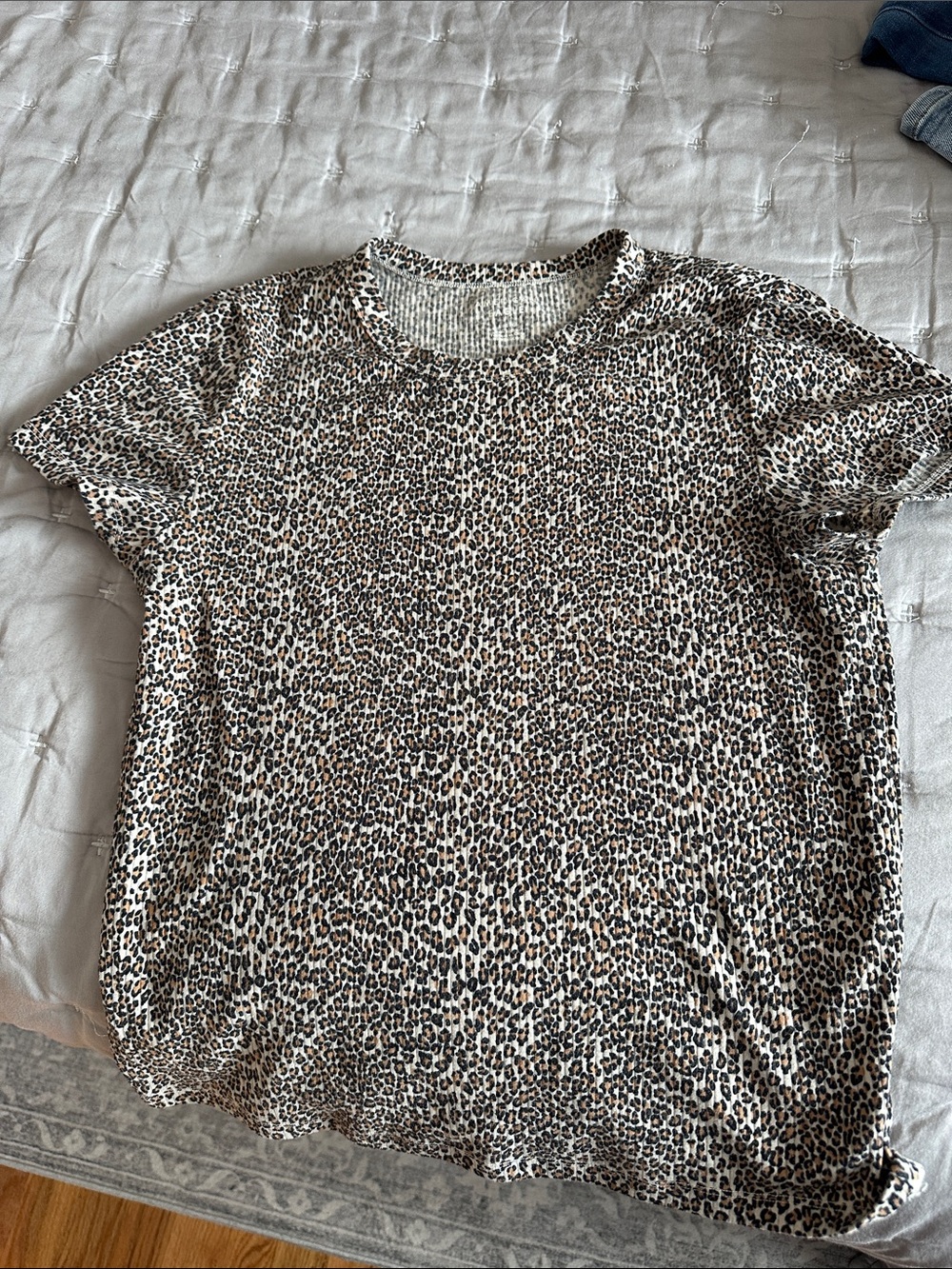 American Eagle Outfitters Leopard Print Short Sleeve Top in Brown and Black